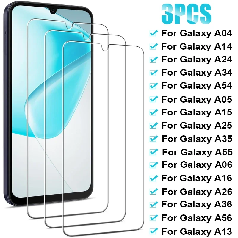 

3PCS Tempered Glass For Samsung Galaxy A56 A36 A55 A35 A25 A15 A05S Screen Protector for Samsung A54 A34 A24 A14 A13 A26 A16 A06