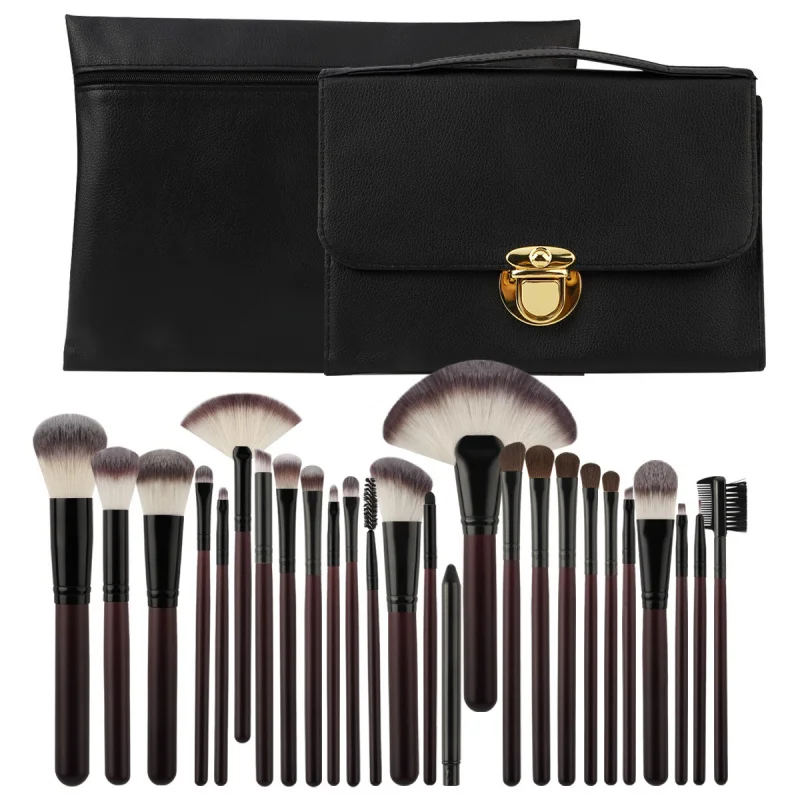 

New26Animal Hair Double Pack Rosewood Color Makeup Brush Set Professional Makeup Artists High-end Soft Beauty Makeup
