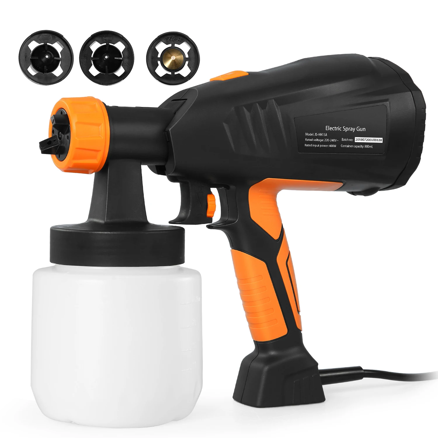 Meterk 400W HVLP Electric Paint Spray Gun Orange and Black EU