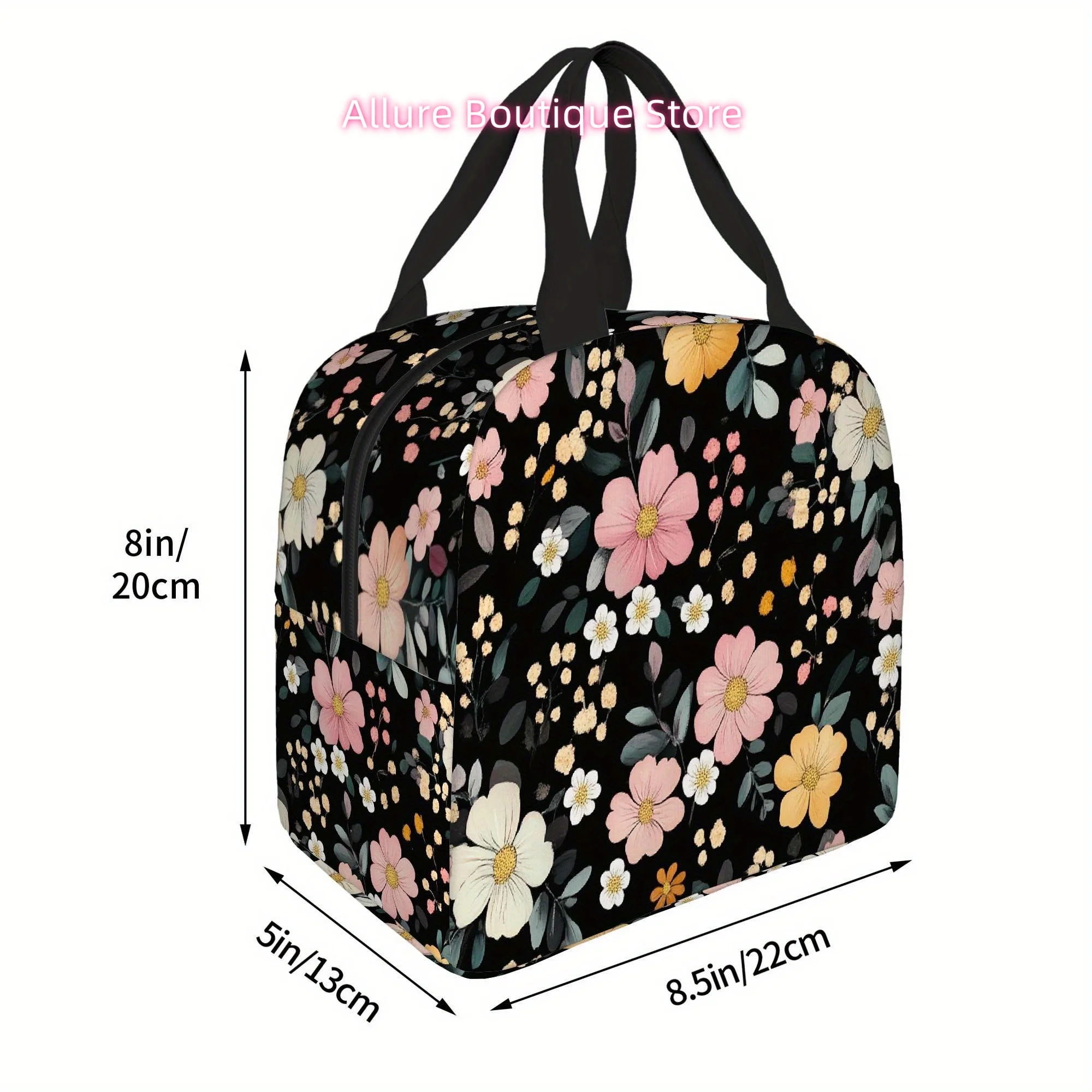 1pc Floral Print Thermal Insulated Bag – Reusable, Portable & Refrigerated for Home, Restaurant, or Office Use (Unisex)