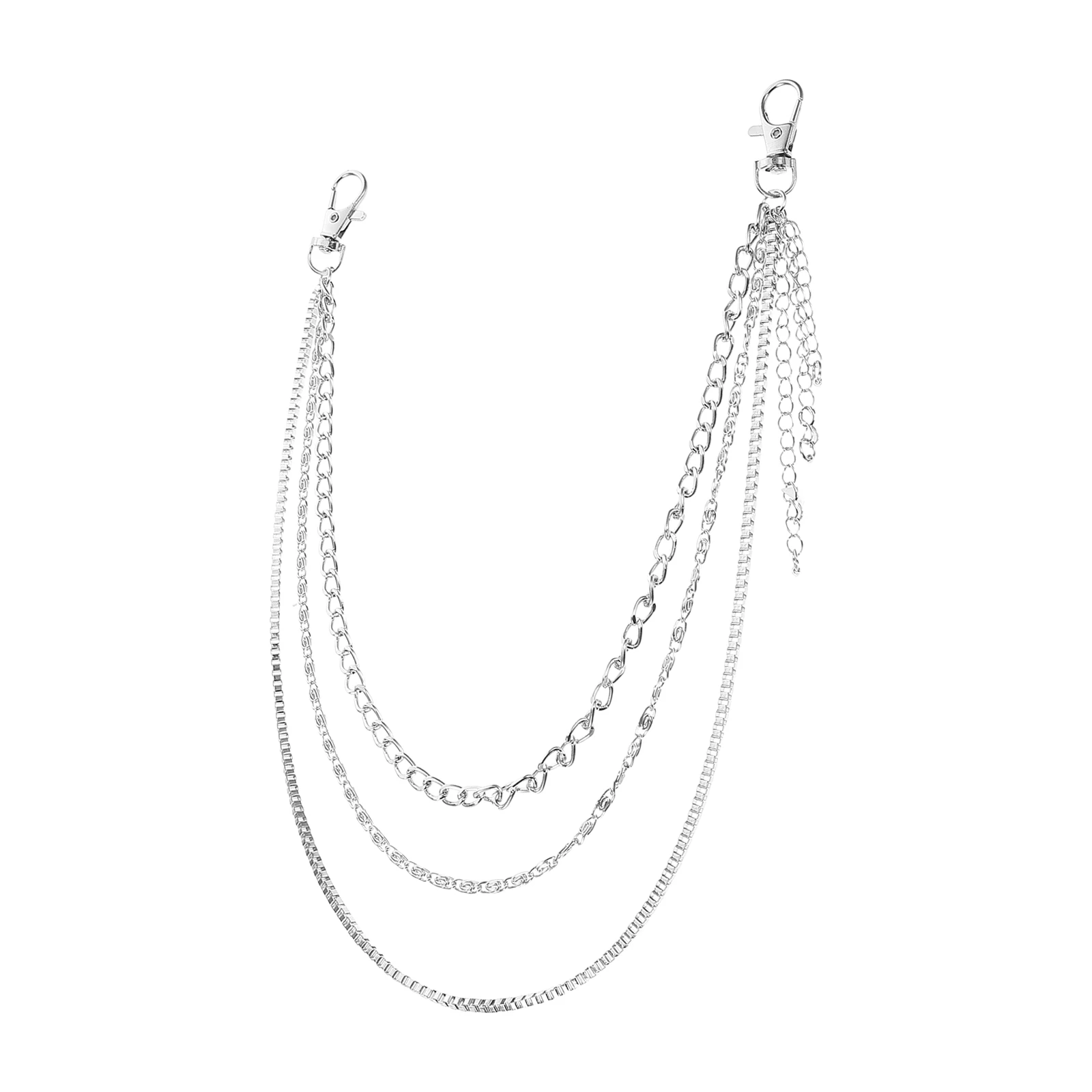 

2pcs Star Waist Punk Pants Chain Women Silver Metal Adjustable Belt Jean Chain Pocket Dress Belt Heavy Duty Pant Accessory