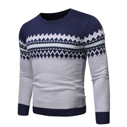 Autumn Winter O-Neck Knit Pullovers Men Fashion Casual Knitted Sweater Slim Fit Knitting Mens Striped Pullover Sweaters Knitwear