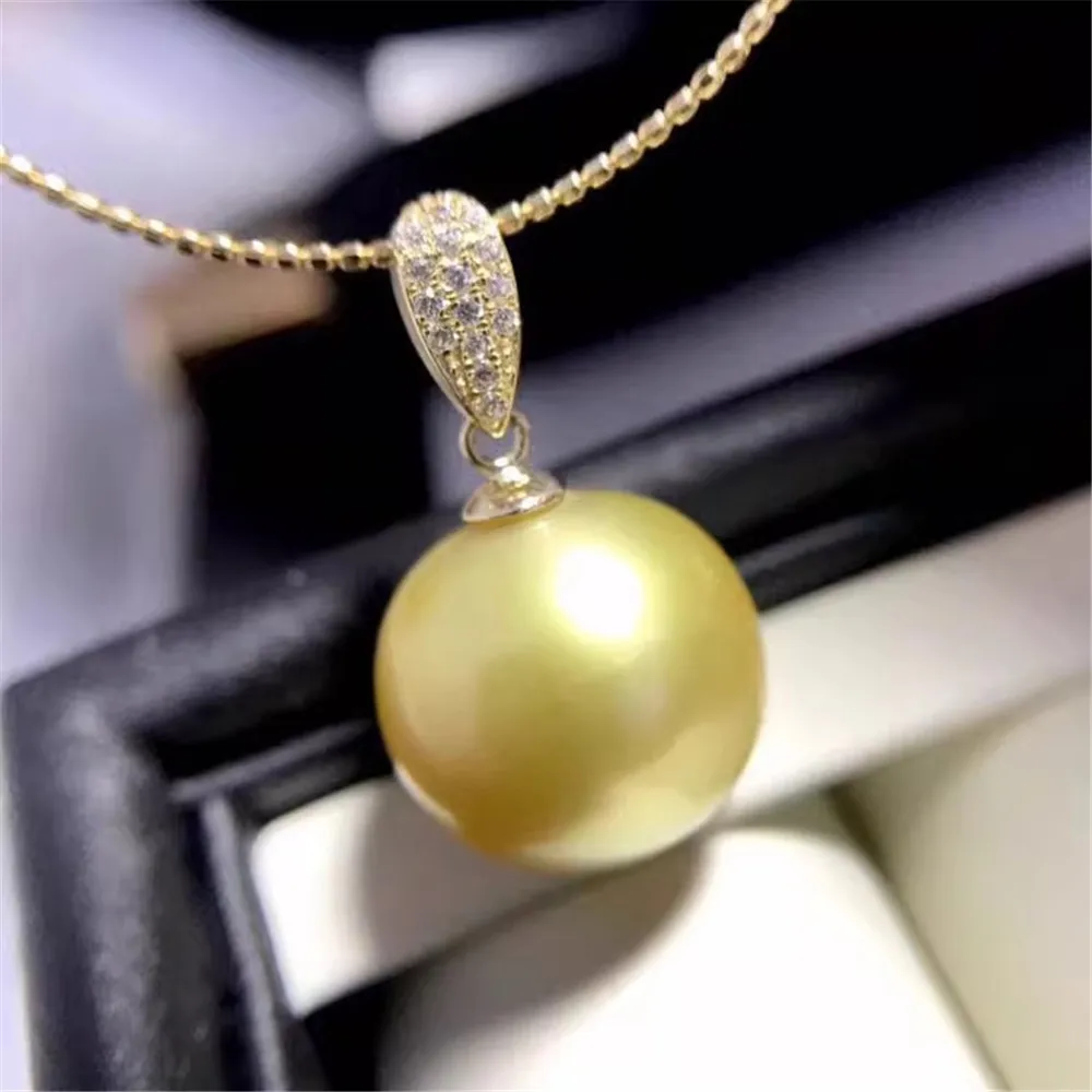 

DIY Pearl Accessories G18K Gold Pearl Pendant Empty Support Jade Stone Pendant Empty Support Women's 9-12mm Round Beads G105