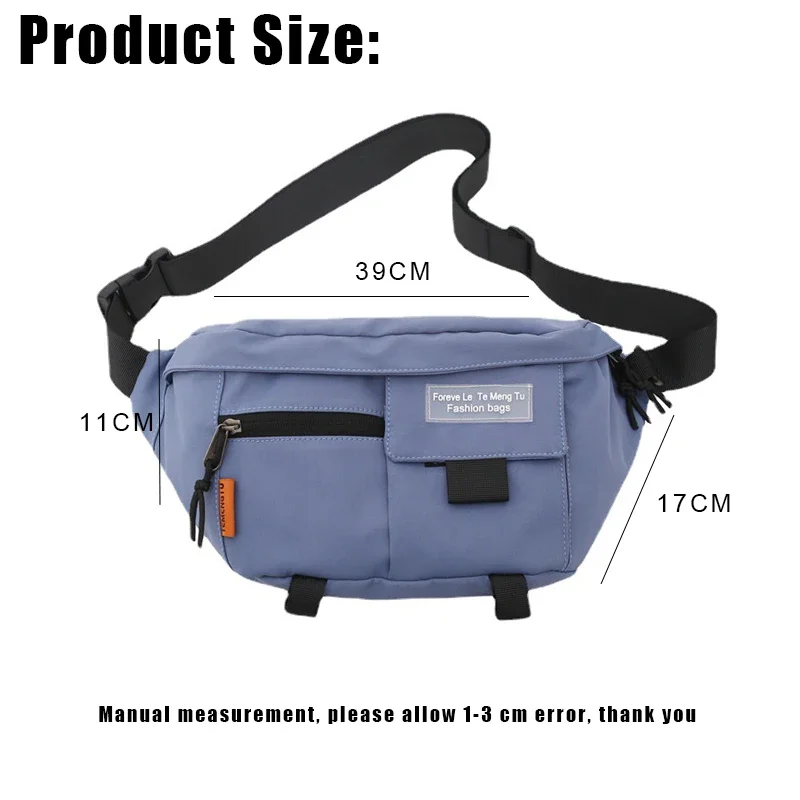 New Large-capacity Waterproof Men Waist Bag Black Nylon Casual Bags Women College Student Running Sports Messenger Pouch