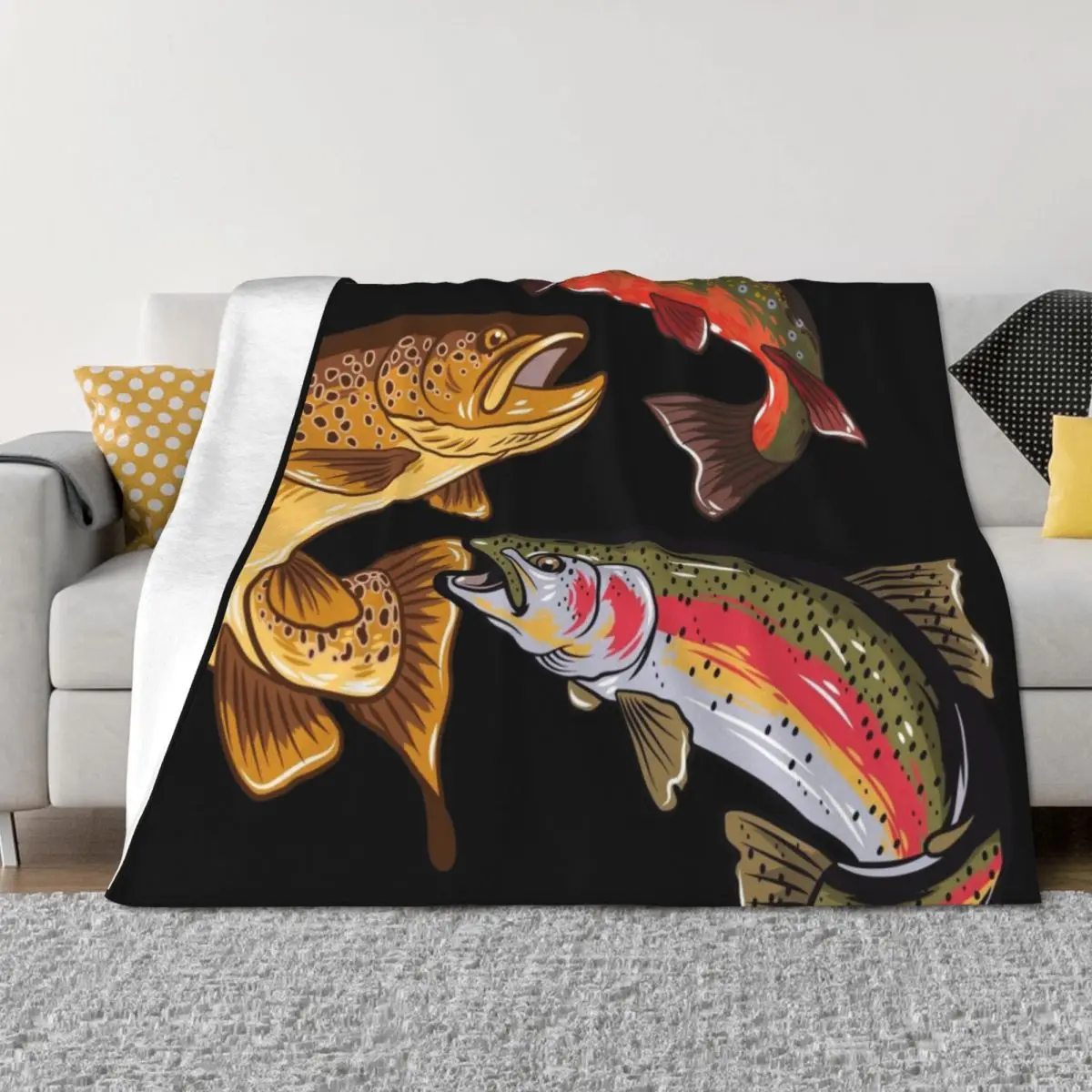 

Fly Fishing Trout Tribute Throw Blanket Heavy Weighted Summer Beddings Soft Big Blankets