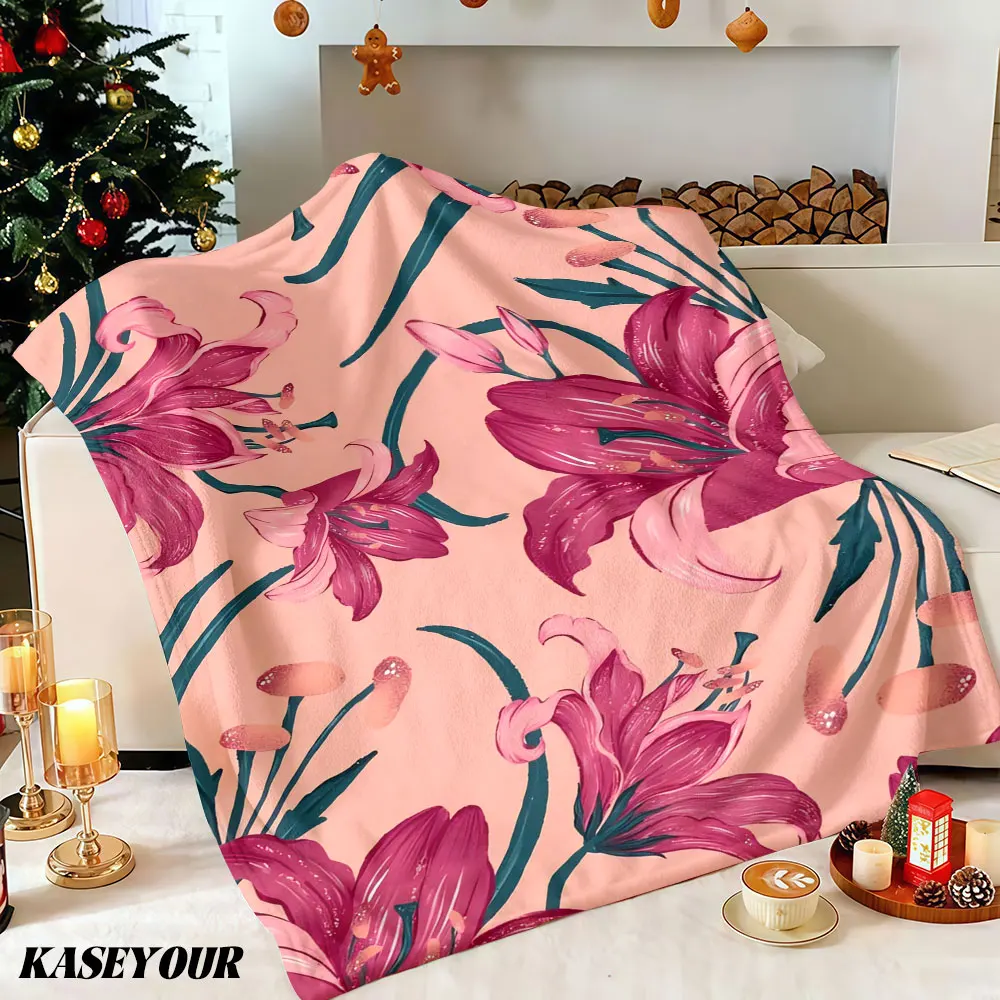 Lily Bloom Winter Summer Flannel Blanket Throw Fleece Soft Fuzzy Plush Cozy Fleece Blankets for Sofa Ideal Gifts
