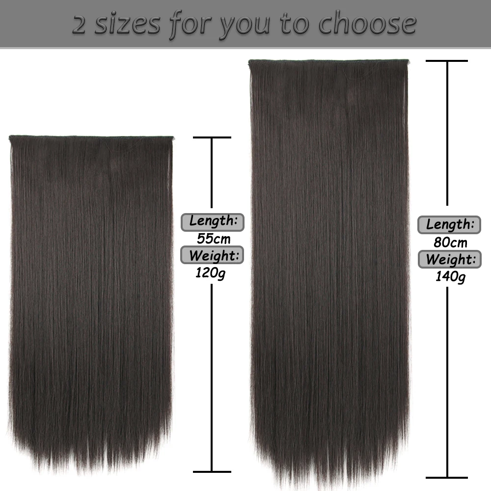 80cm Synthetic Hair Extensions Hairpiece 5 Clips Long Straight Heat Resistant Hair Piece Black Brown Blonde Hairstyle