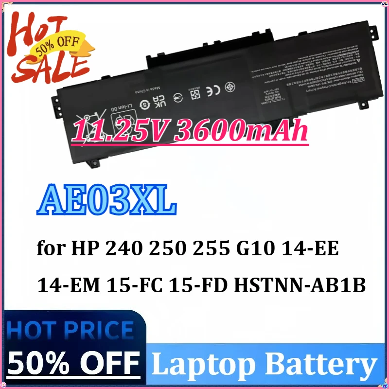 

Новый аккумулятор для ноутбука AE03XL, 11,25 В, 3600 мАч, 41,04 Втч для HP 240 250 255 G10 14-EE 14-EM 15-FC 15-FD HSTNN-AB1B N21969-005 N20951-171