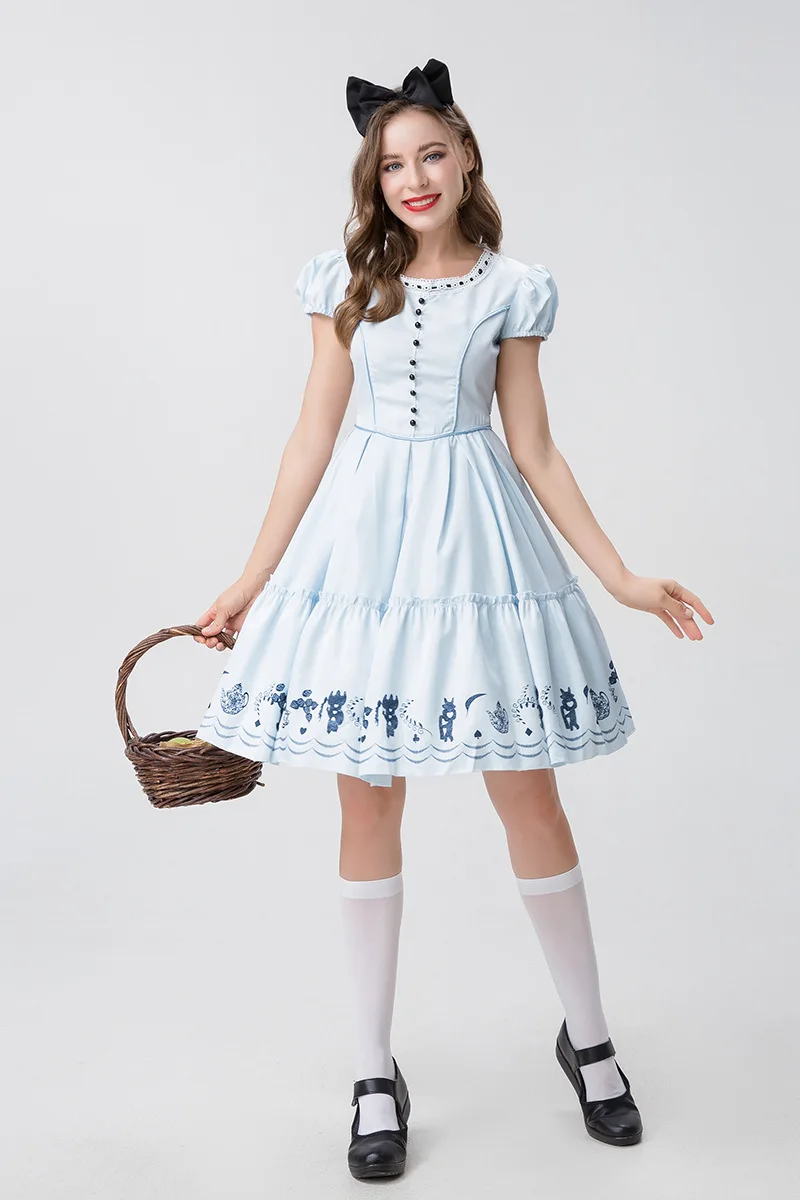 

Blue Alice Cosplay Dress Farm Girl Halloween Fairy Tale Story Large Size Women's Ethnic Costume Stage Performance Dress