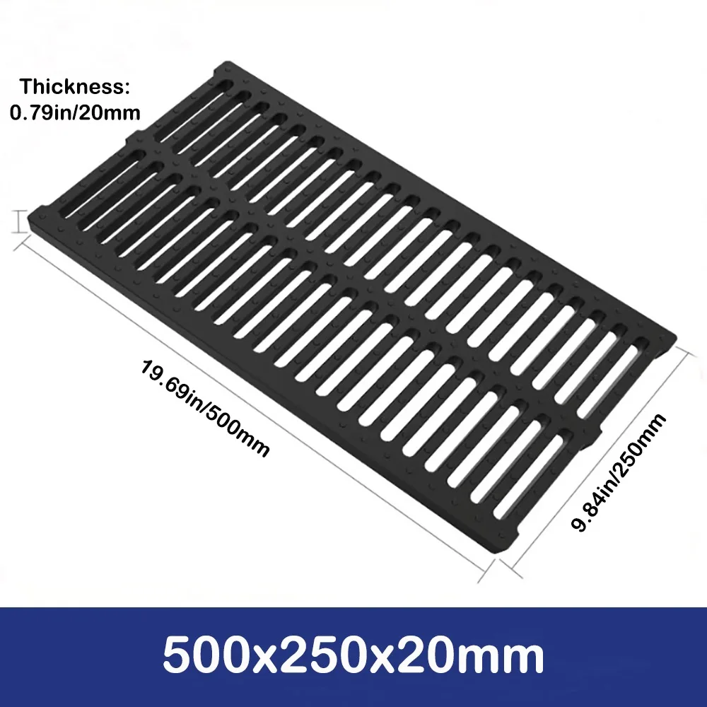 New High Strength Trench Cover Resin Plastic Rectangular Garage Floor Drain Black Grate Driveway Basement