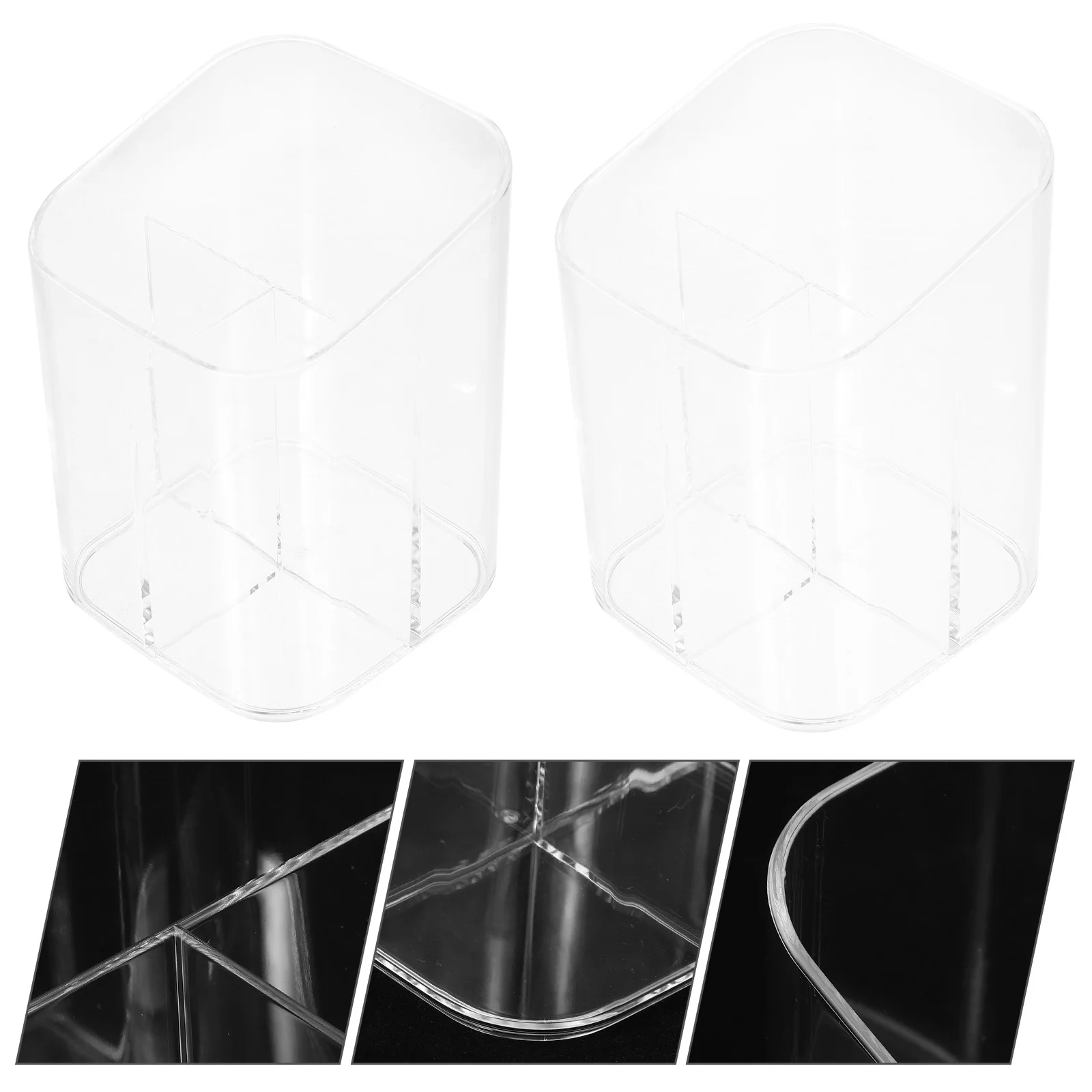 

2Pcs Plastic Makeup Brush Holder Cup Rotatable Design Smooth Surface No Burrs Organizer for Vanities Desk Clutter