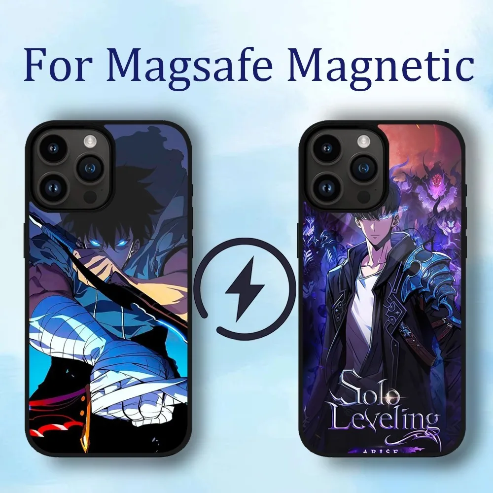 

Чехол для телефона с уровнем аниме Solo для iPhone 11 12 13 14 15 Max Plus, магнитные Чехлы для Macsafe