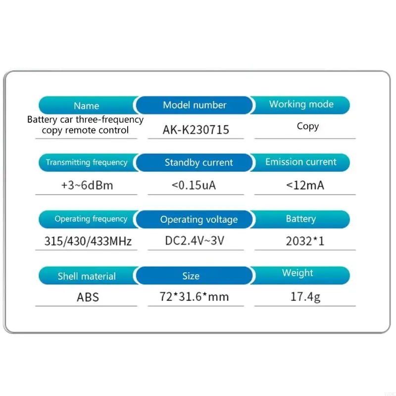 Y3NC K230715 Cloning Duplicator Key Control 433 315 Clone 430MHz Smartlearning per Gate Garage Door Openner