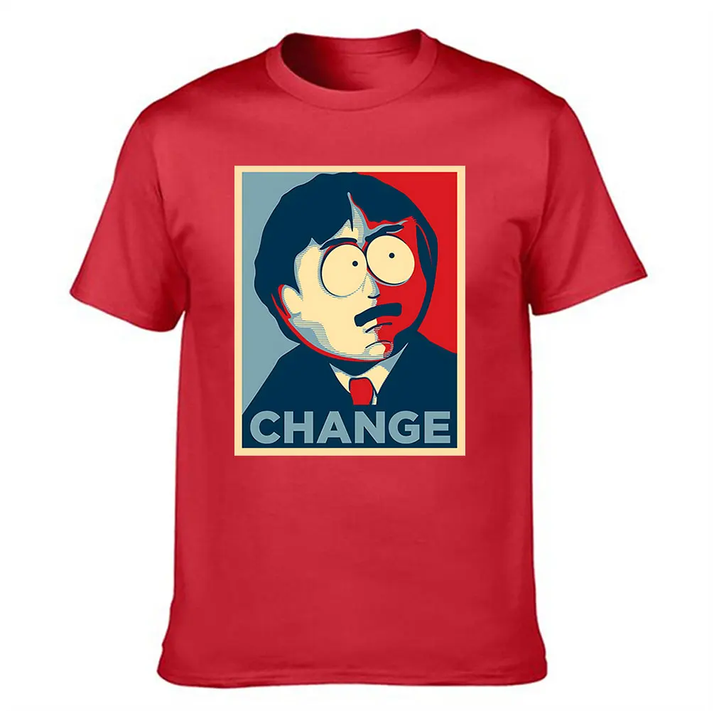 Men's Cotton T-Shirt, South Park Randy Marsh "CHANGE" Graphic Print Crew Neck Casual Tee, Funny Political Meme Top for Fans view 4