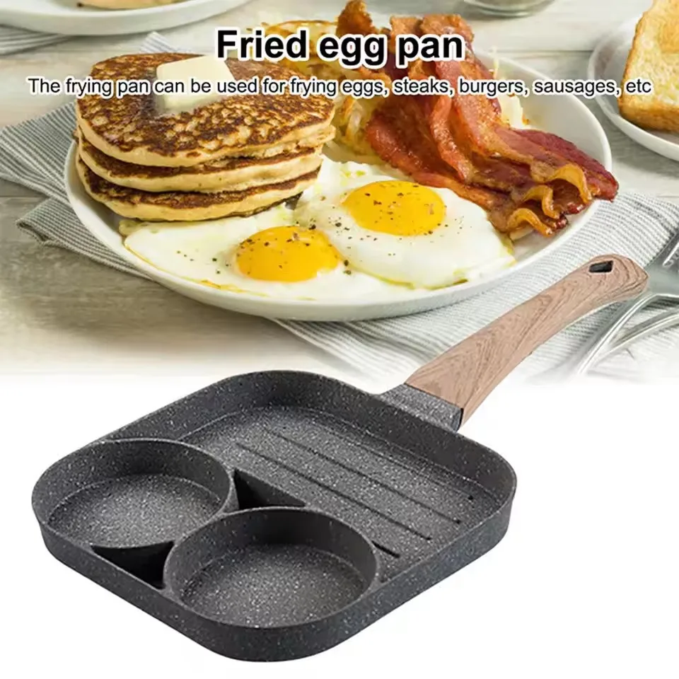 1pc 2 Hole Frying Pot Pan Thickened Omelet Pan Non-Stick Egg Pancake Steak Pan Cooking Egg Ham Pans Breakfast Maker Cookware Pan