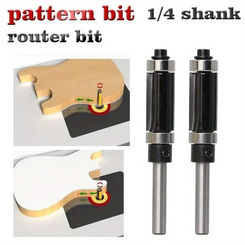 

1/2Pcs Flush Trim Top Bottom Bearing Router Bit 14 Shank Woodworking Tenon Cutter for Woodworking Tools