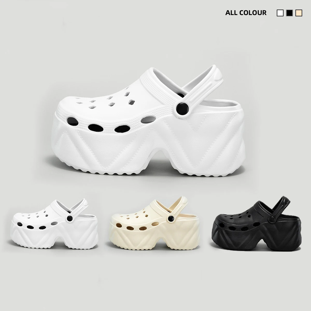 Summer New Fashion Versatile Clogs for Women, Casual Outdoor Slippers, Thick-Soled Non-Slip Height-Increasing Closed-Toe Sandals 8809 image 6