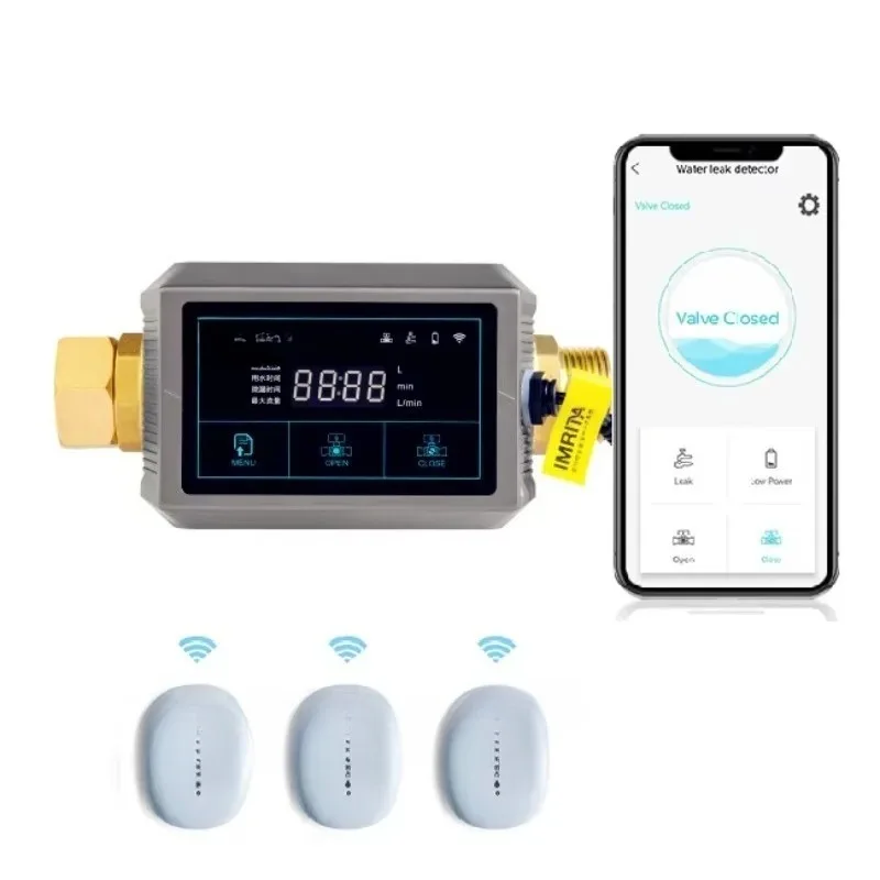 Monitor de água wi-fi app controle sensor de detecção de vazamento de água detector de vazamento de água fuga de agua com válvula de desligamento