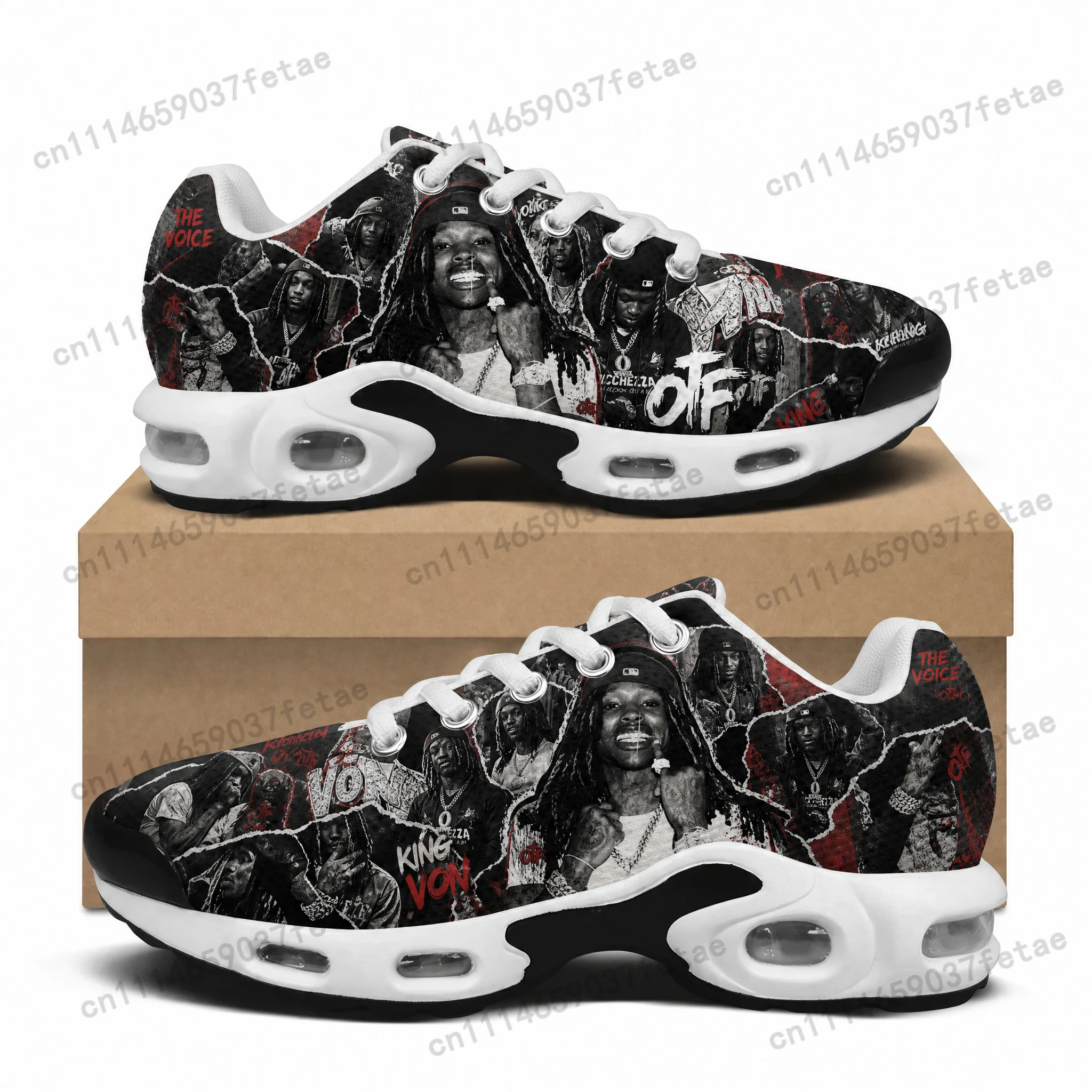 King Von Cushion Sneakers Hip Hop Rock Mens Womens Lightweight Sports Shoes Custom Couple Cool Popular Leisure Sneaker