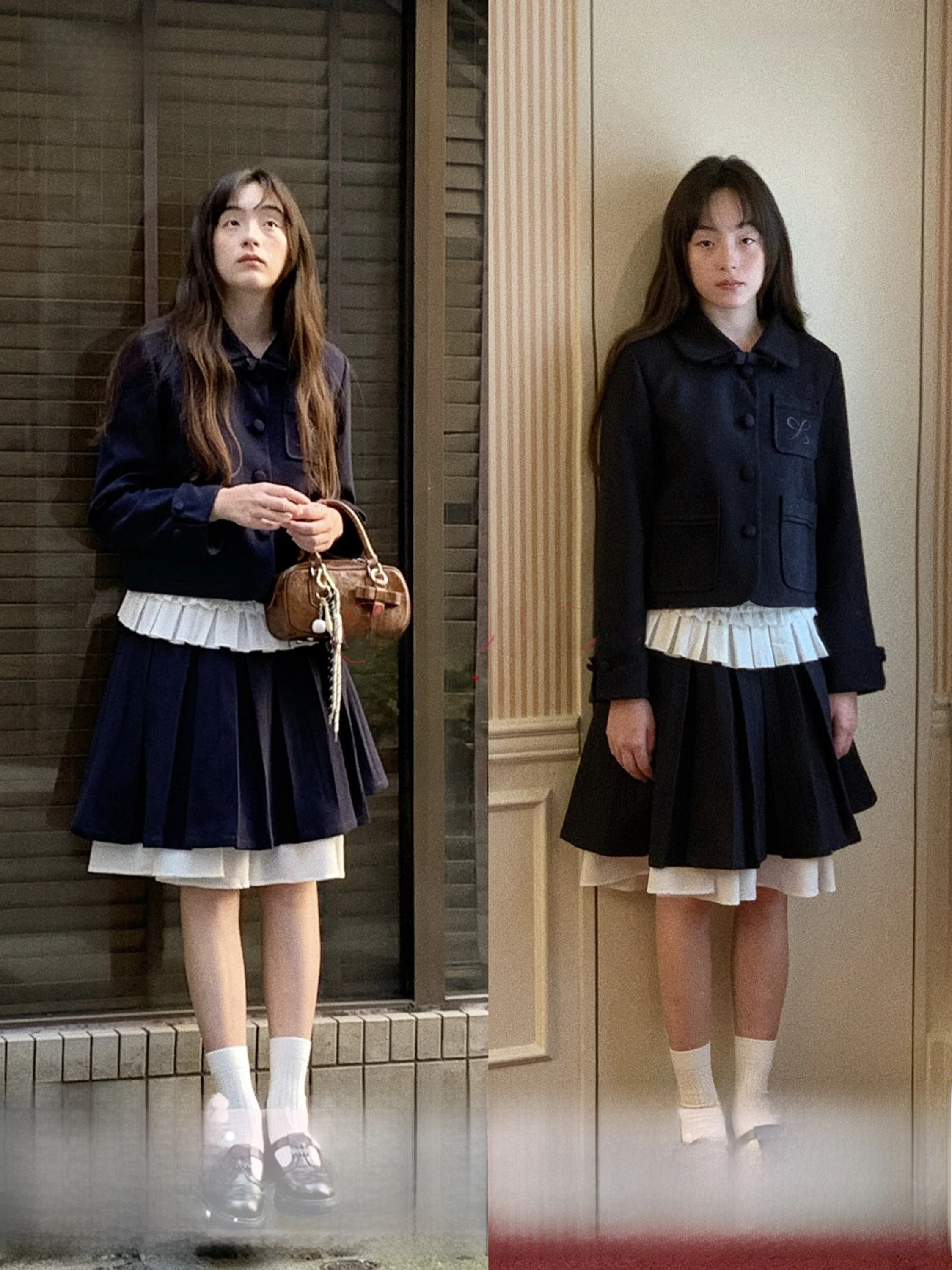 

Оригинальный наряд для девочек-студенток SunsetPark, пастельно-синяя юбка в клетку, комплект весенне-осенней плиссированной юбки с двойной талией, молодежная мода...