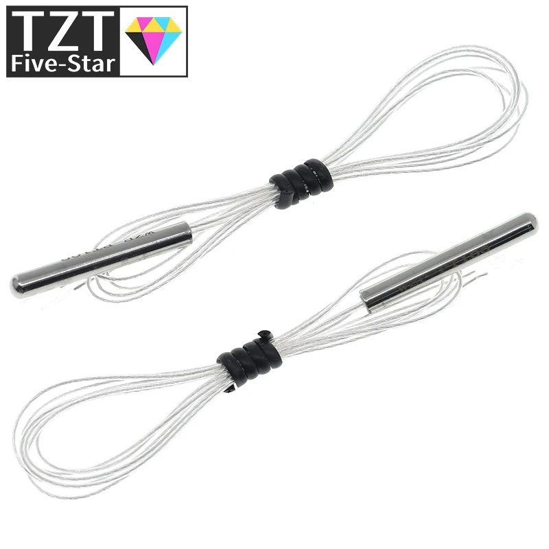 TZT PT100 Platinum Resister Temperature Sensor Waterproof Temp Probe -20~450 Celsius Insulated Shielding Fiberglass 50CM