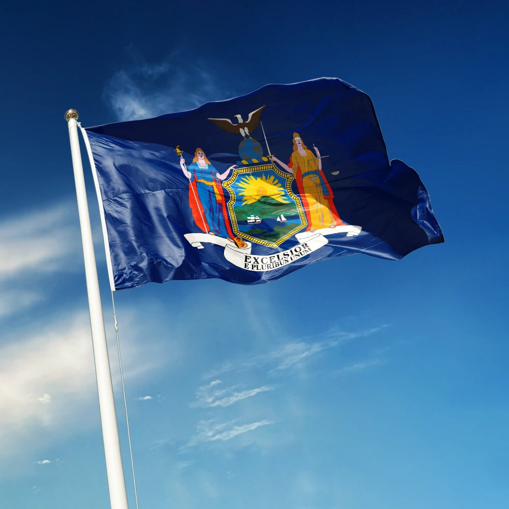 3x5 Ft New York Flag Vivid Color and Fade Proof A State of the United States Flags Polyester with Brass Grommets 3 X 5 Ft