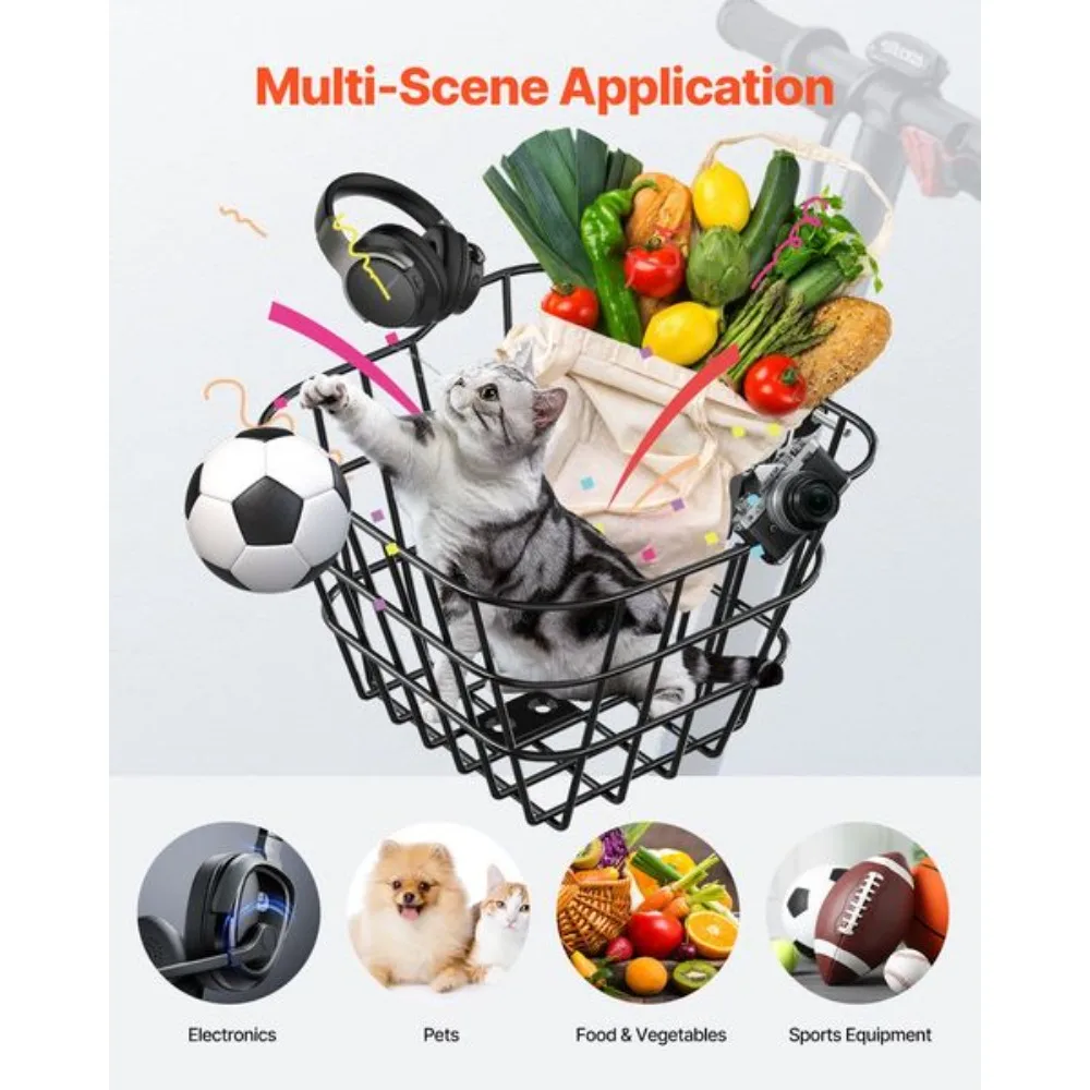 سلة الدراجة الأمامية سلة سكوتر كهربائية مع دعامة ثابتة للأطفال/الكبار #4