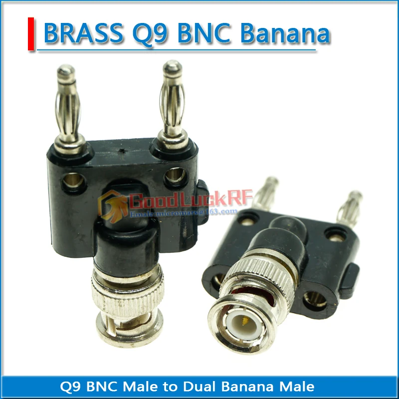 BNC 3 Way Splitter Adapter Socket Metal+Plastic Y-Type BNC Male to Dual Banana Male JacK Audio Speaker Cable 4mm RF Adapter