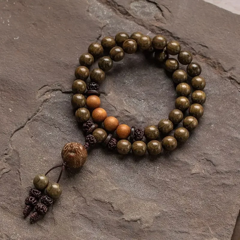 Pulsera de madera de sándalo de montaña antigua de madera sombreada, mezcla y combina con fragancia, cuentas simples para hombres y mujeres, cuerda de mano WenPlay