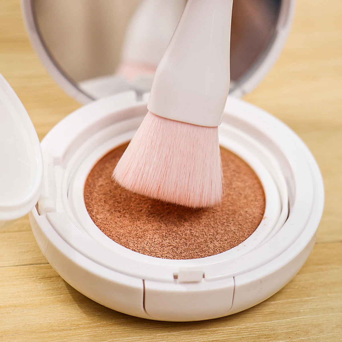 Juego de brochas de maquillaje portátil, herramienta de reparación de belleza, espejo HD, nanofibra suave, nueva moda