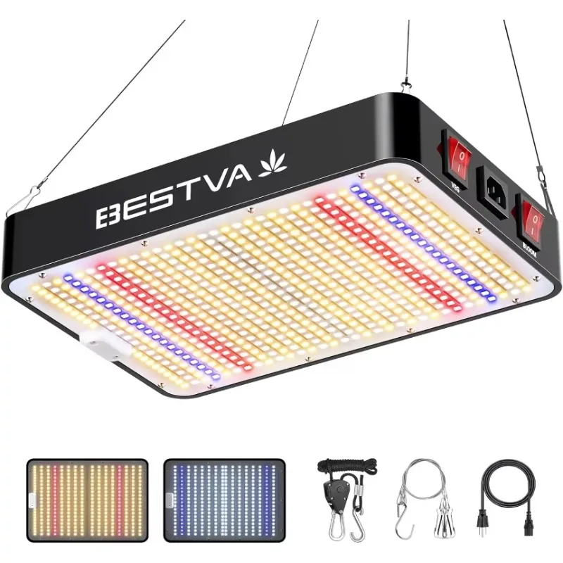 BESTVA 1000W LED Grow Light w/ High Yield Diodes Full Spectrum,for Indoor Plants Greenhouse Veg Bloom Light Hydroponic Grow Lamp