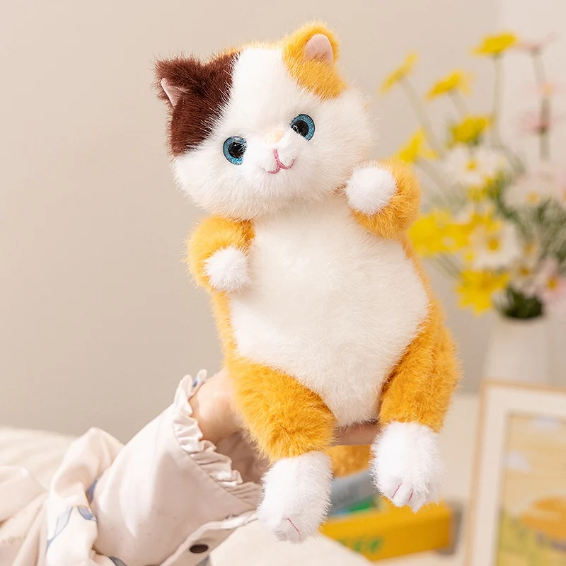 

Cute Tricolor Cat Plush Toys Premium Handmade Fluffy Kitten Doll Warm Lovely Cat Children Companion Doll Pretty Birthday Gift