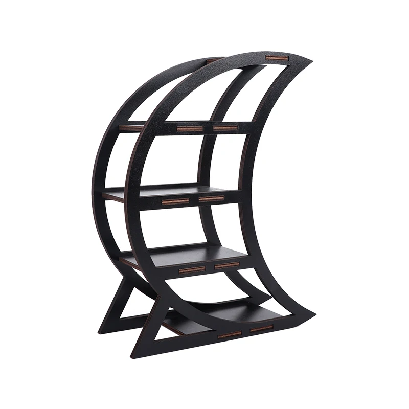 Wooden crystal display stand-crystal stand for stones and essential oils-black witch decoration crescent phrase desktop decorati