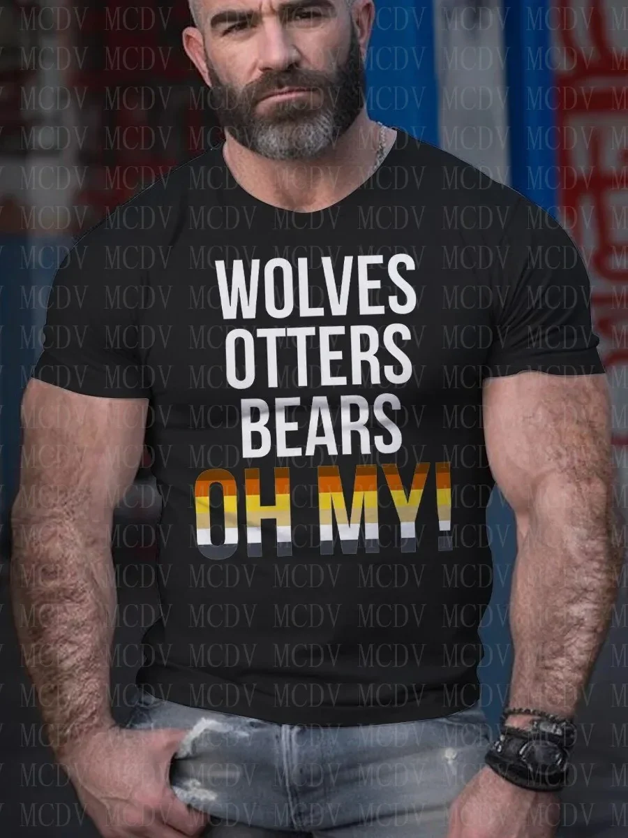 

Men's Bear Pride Printing T-Shirt Casual Print T-Shirt Summer Tees Tops The Colorful The Best He Him Hole LGBT3D Printed T Shirt