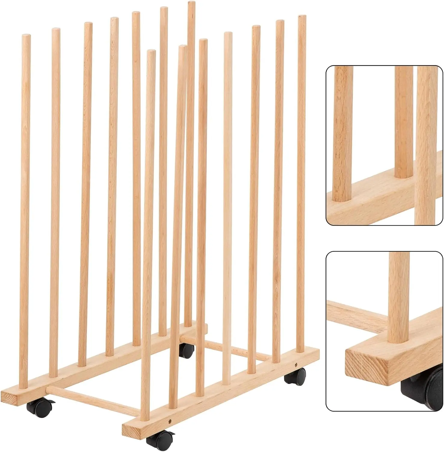 

Large Wooden Art Storage Rack with Wheels - Holds Up to 60" Boards, Prints, Panels, Paintings