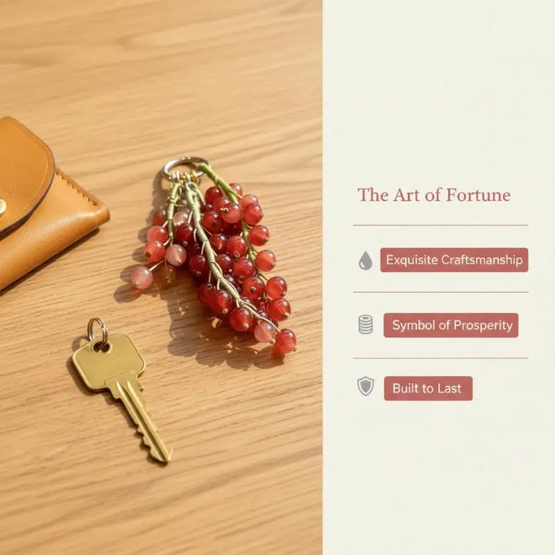 Modischer handgewebter Trauben-Perlen-Schlüsselanhänger, Trauben-Charm, simulierter Frucht-Schlüsselanhänger, Perlen-Taschenanhänger, Taschenhänger-Ornament – Detail 3