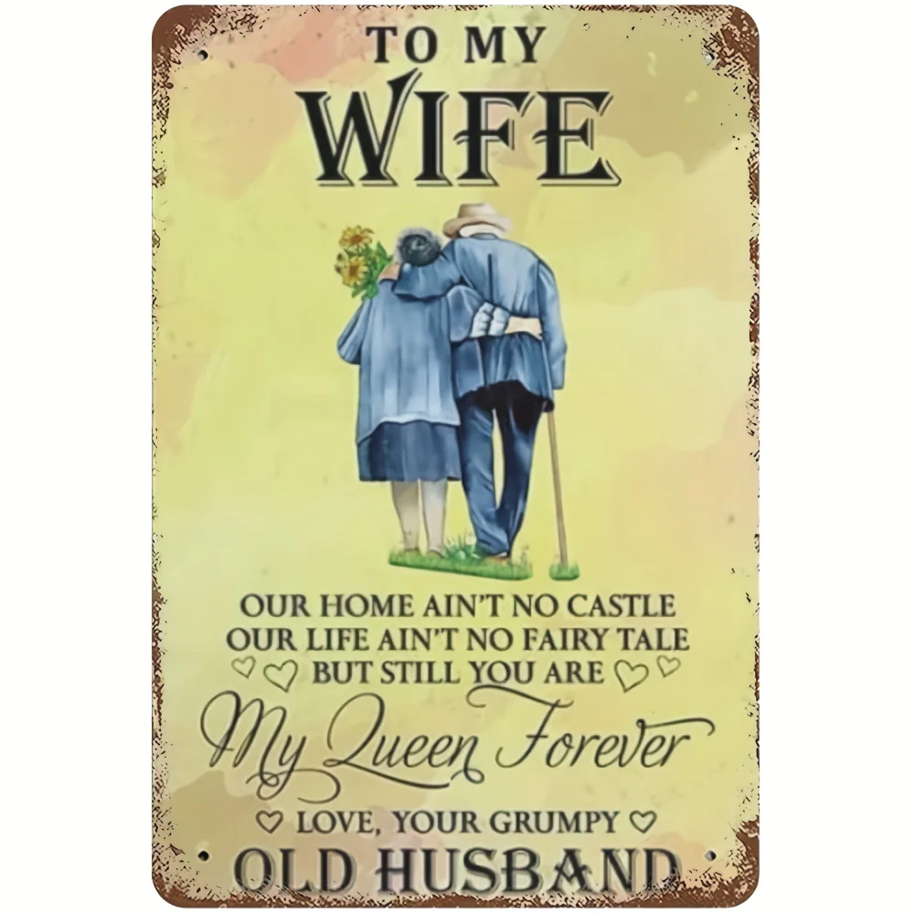 1 Stück, Vintage-Blechschild für Paare – unser Zuhause ist kein Schloss – perfektes Valentinstagsgeschenk für die Schlafzimmerdekoration – 20,3 x 30,5 cm Metallschild