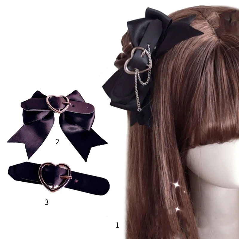 Gothic Bowknot Hair Clip Halloween Party Headwear for Woman Girls Taking Photo Ponytail Bangs Non-slip Hairpin