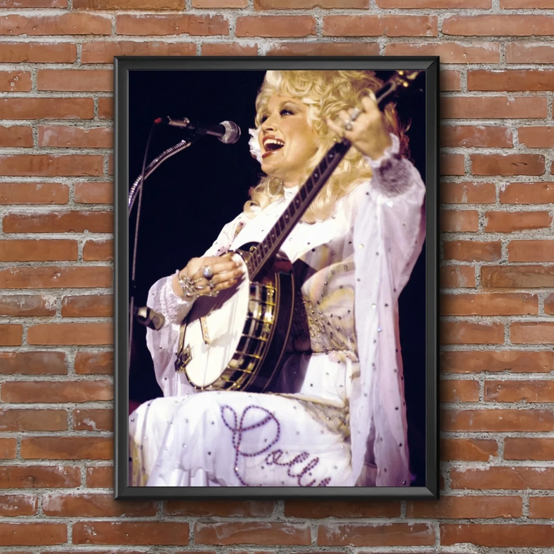 Dolly Parton playing the Banjo photo Print Poster Canvas Print Star Actor Home Decor Wall Art (Unframed)