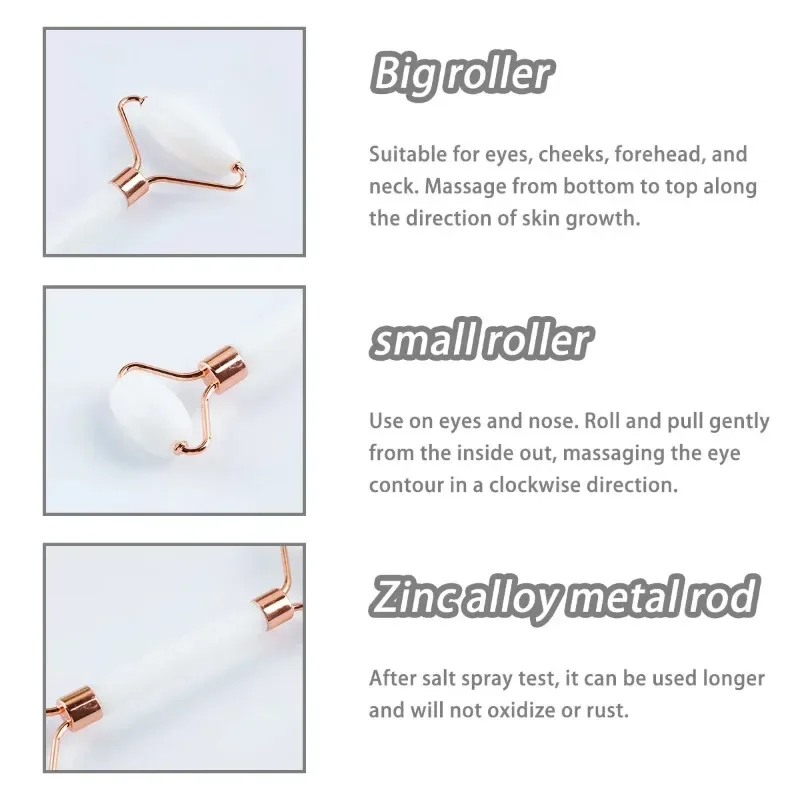 2 قطعة مزدوجة نهاية غوا شا تدليك الأسطوانة الرقبة الوجه مجلس الوجه الجلد رفع مكشطة المضادة للتجاعيد مادة اليشم #6