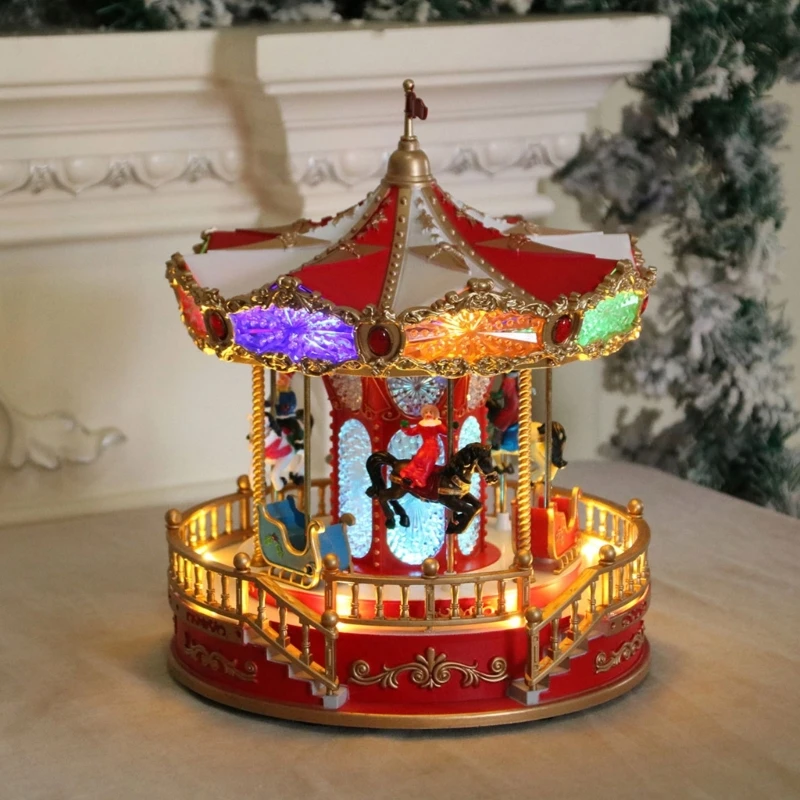 Classical Wind Up Horse Horses Music Box With Light Effects For Home Decoration Decorative Keepsakes LED Light Decors