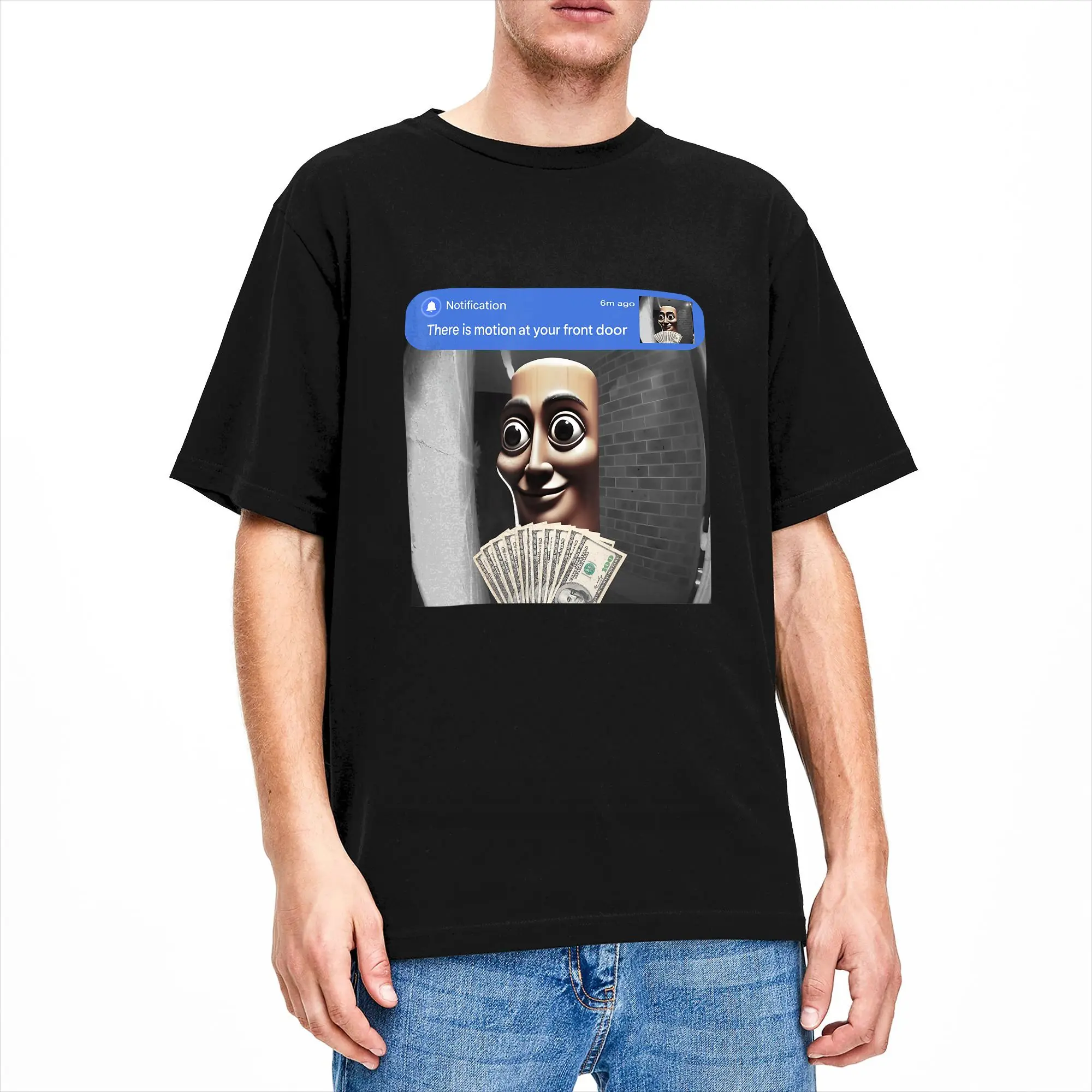 Men's T-Shirt There is Motion at Your Front Door Tung Tung Tung Sahur Meme Cool Cotton Tees Short Sleeve T Shirts Plus Size