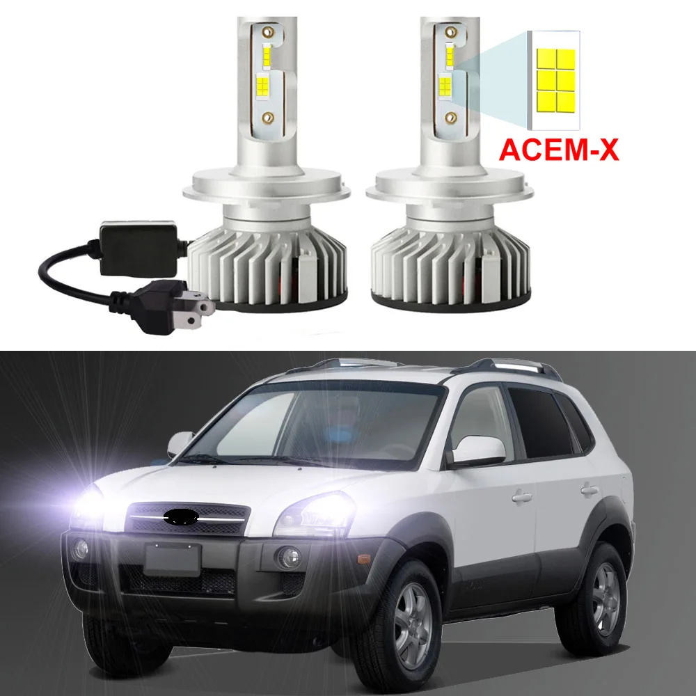 2Pcs For Hyundai Tucson 2005 2006 2007 2008 2009 2010 2011 2012 2013 LED Headlight Bulbs with ZES High LOW Beam