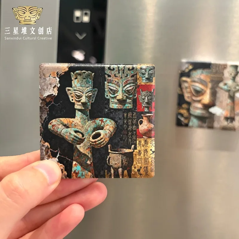 Sanxingdui Ceramic Fridge Magnet Magnetic Sticker Message Board Museum Replica Souvenir Chinese Characteristic Gift for Friends