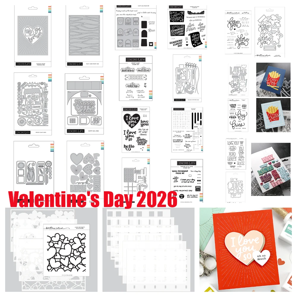 

Valentine's Day 2026 Love and Adore You Sweet-Cart Concord&9th Metal Cutting Dies Stamp Stencil for DIY Scrapbook Greeting Cards