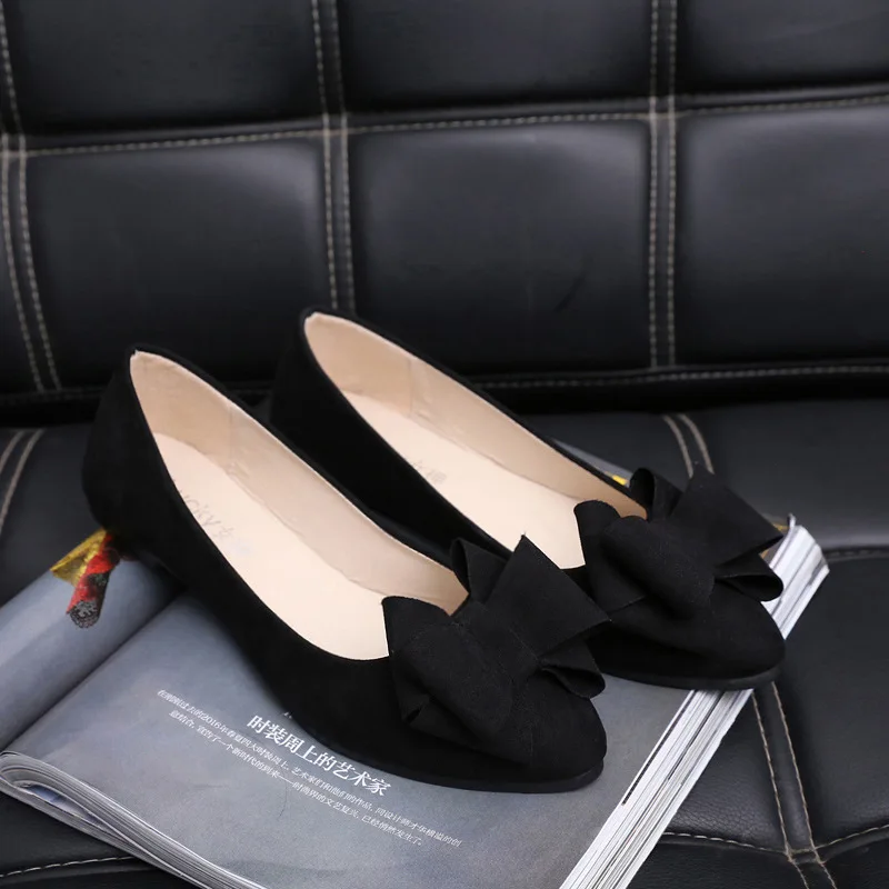 

New Designer Pointed Bow Flats for Women Spring Autumn New Designer Fashion Solid Color Flock Casual Shoes Loafers Woman