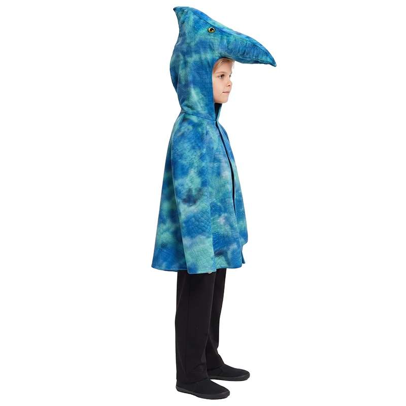 Unisex Adult Women Men Boys Girls Blue Pterodactyl Halloween Dragon Cosplay Fancy Dress Up Child Dinosaur Hooded Cape Costume - view 5