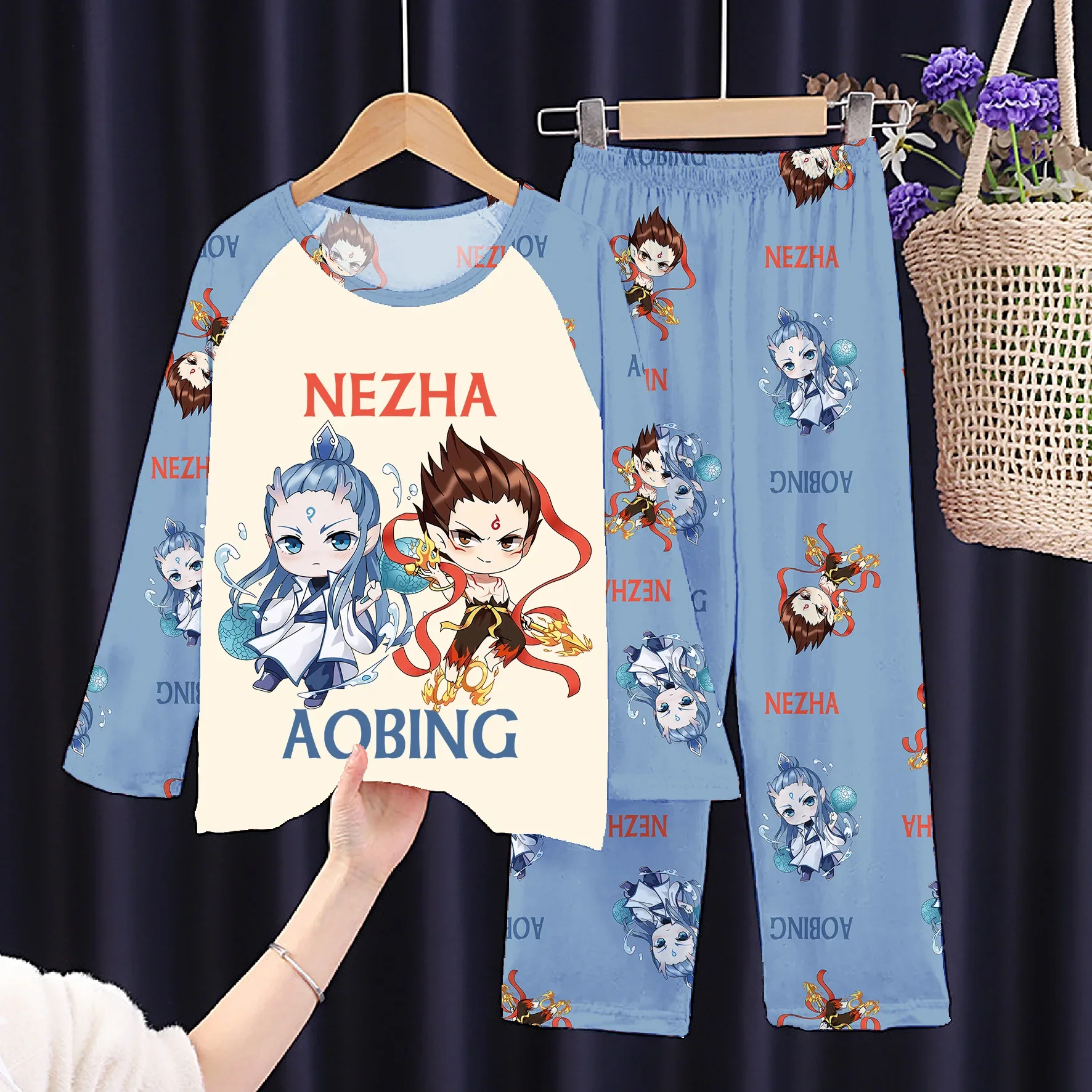 

New 2025 Boys Girls Cartoon Print Pajamas Long Sleeve O-neck Sleepwear Kids Summer Casual Loose Homewear Clothing Sets Pyjamas