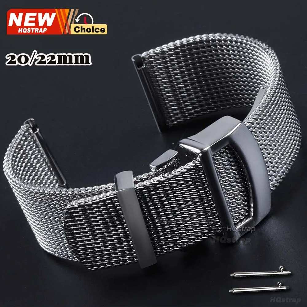 Nouveau bracelet de montre milanais en acier inoxydable de haute qualité 20mm 22mm pour Casio, bracelet à fermoir déployant pour Seiko, bracelet de poignet professionnel 1.0Mesh