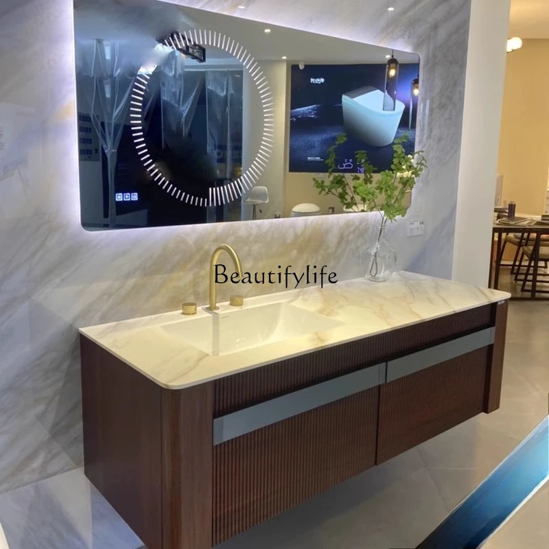 

04**stone platinum diamond bathroom cabinet combination ebony walnut custom bathroom cabinet